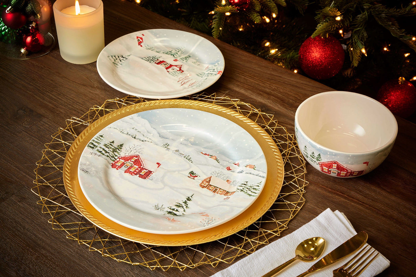 Pier 1 Home for Christmas Set of 4 Salad Plates