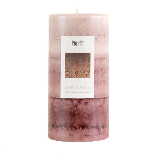 Pier 1 Amber Musk 3x6 Layered Pillar Candle