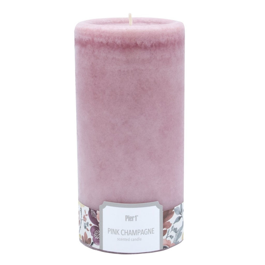 Pier 1 Pink Champagne 3X6 Mottled Pillar Candle