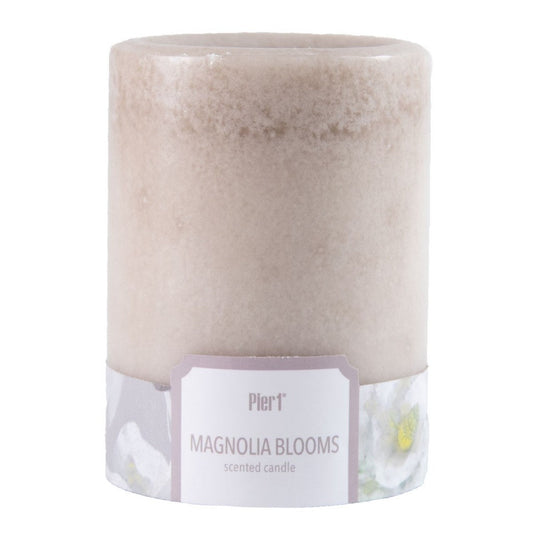 Pier 1 Magnolia Blooms 3X4 Mottled Pillar Candle