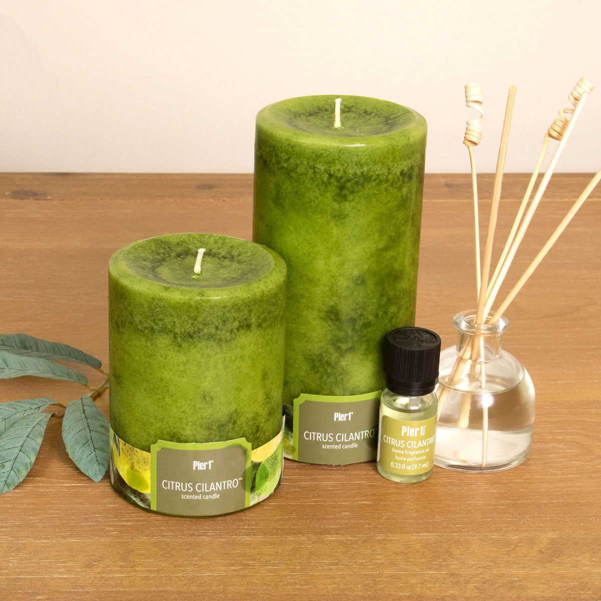 Pier 1 Citrus Cilantro® Mottled 3x4 Pillar Candle