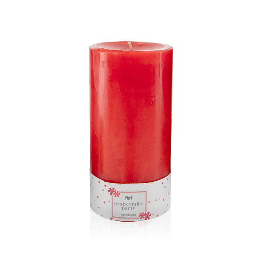 Pier 1 Peppermint Party 3x6 Mottled Pillar Candle